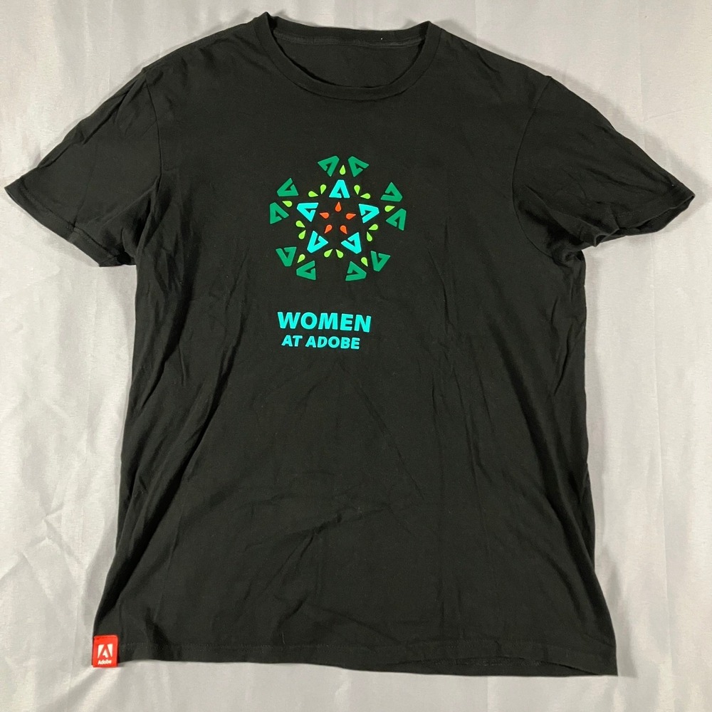 Adobe Women at Adobe Size Medium T-Shirt‎ Black Graphic Tech Promo Swag